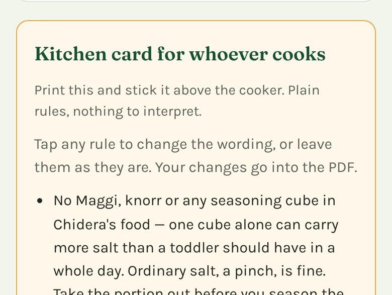 House rules printed on the card